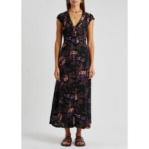 Free People Rosemary Printed Midi Dress in Night Combo Size Small Gently Used